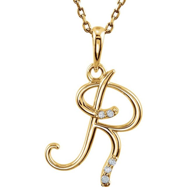 14K Yellow .02 CTW Natural Diamond Initial S 18 Necklace
