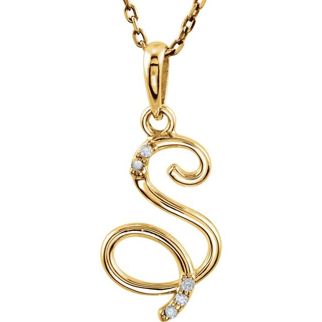 14K Yellow .02 CTW Natural Diamond Initial S 18 Necklace