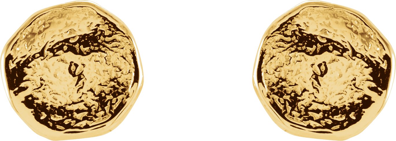 Alternative view of Textured Stud Earrings – 14K Yellow Gold