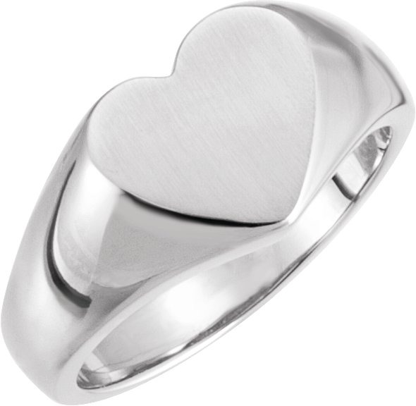 Sterling Silver 11x10 mm Heart Signet Ring