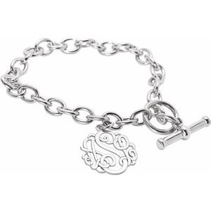 Gold Plated Sterling Silver 3-Letter Script Monogram Bracelet