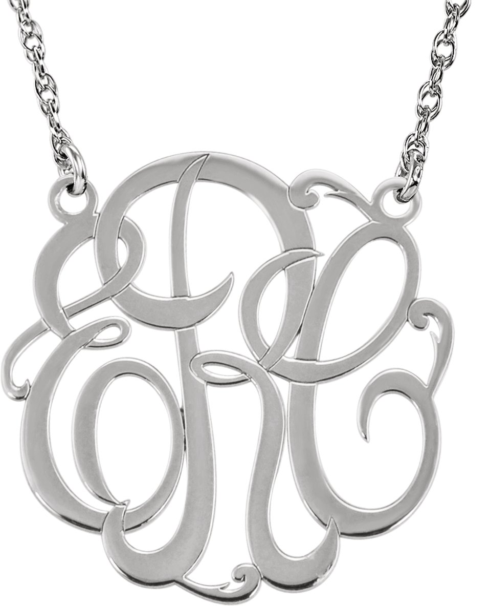 25 mm 3-Letter Script Monogram Necklace