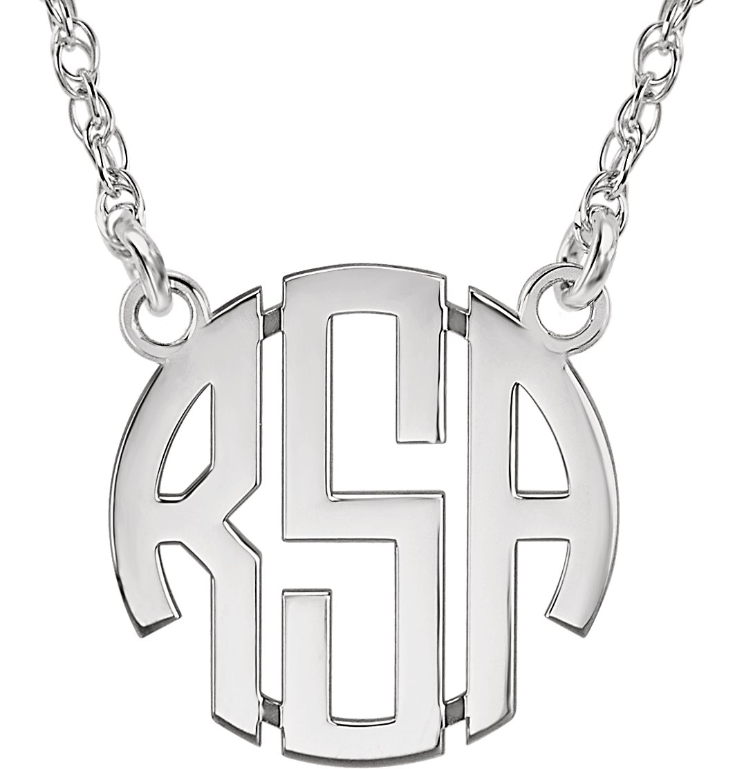 15 mm 3-Letter Block Monogram Necklace