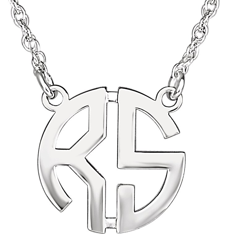 15 mm 2-Letter Block Monogram Necklace