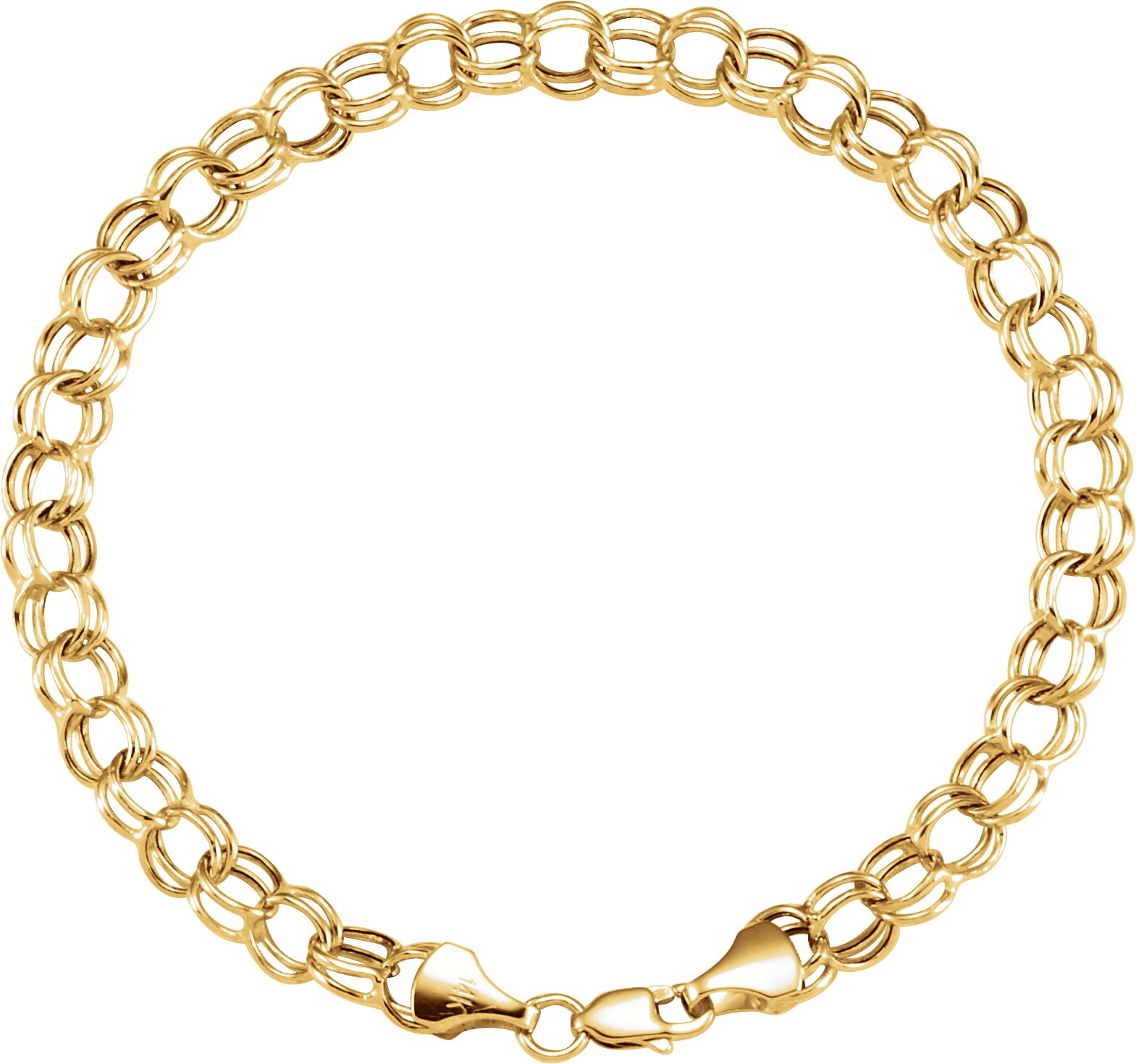 14K Yellow 7.9 mm Hollow Double Link Charm 7.25" Chain