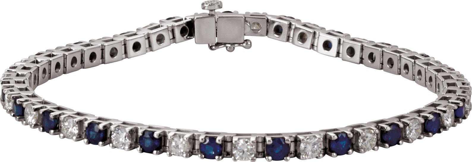 14K White Natural Blue Sapphire & 2 3/8 CTW Natural Diamond Line 7" Bracelet