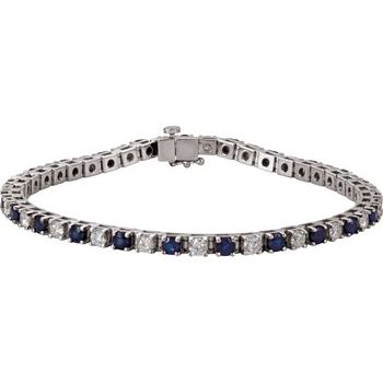 Platinum Blue Sapphire and 2 .375 CTW Diamond Line 7 inch Bracelet Ref. 11378014