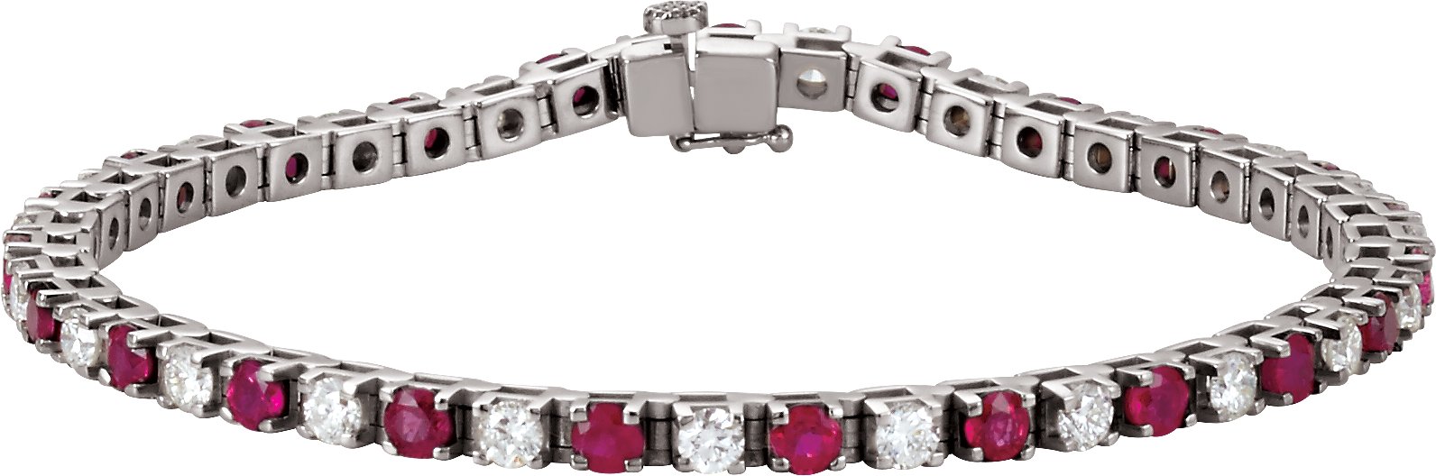 14K White Natural Ruby & 2 1/3 CTW Natural Diamond 7" Bracelet