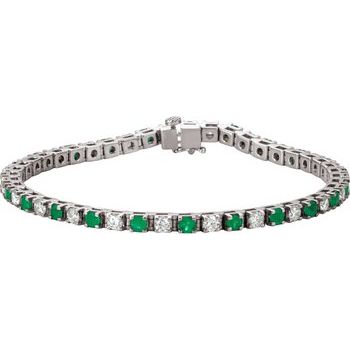Platinum Emerald and 2 .33 CTW Diamond Line 7 inch Bracelet Ref. 11378085