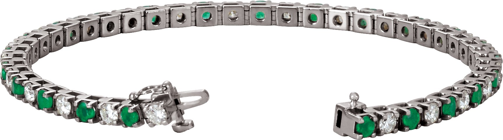 14K White Lab-Grown Emerald & 2 1/3 CTW Natural Diamond Line 7 Bracelet 