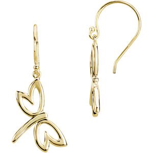 14K Yellow Dragonfly Earrings