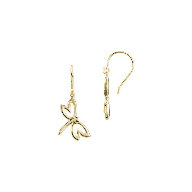 14K Yellow Dragonfly Earrings