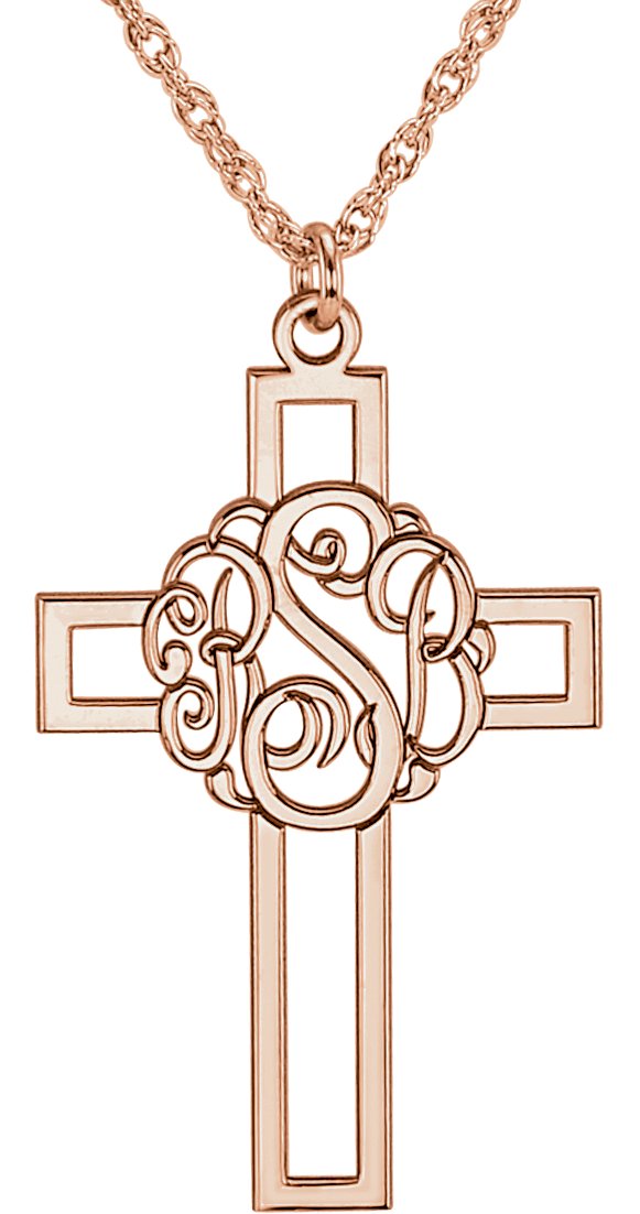 Script Monogram Cross Necklace