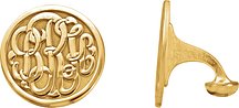 14K Yellow Gold-Plated Sterling Silver 18 mm 3-Letter Script Monogram Cuff Links  