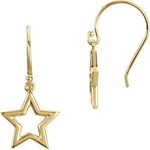 14K Yellow Petite Star Earrings