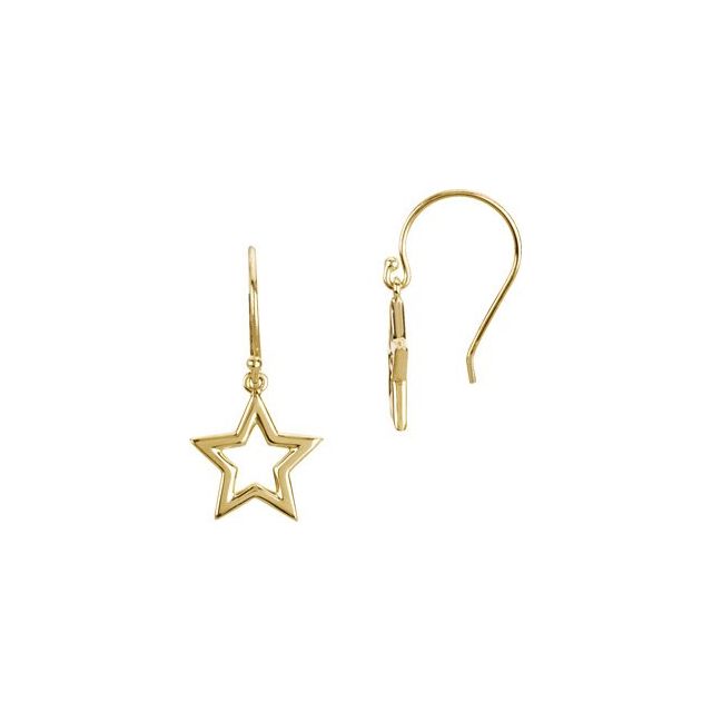 14K Yellow Petite Star Earrings