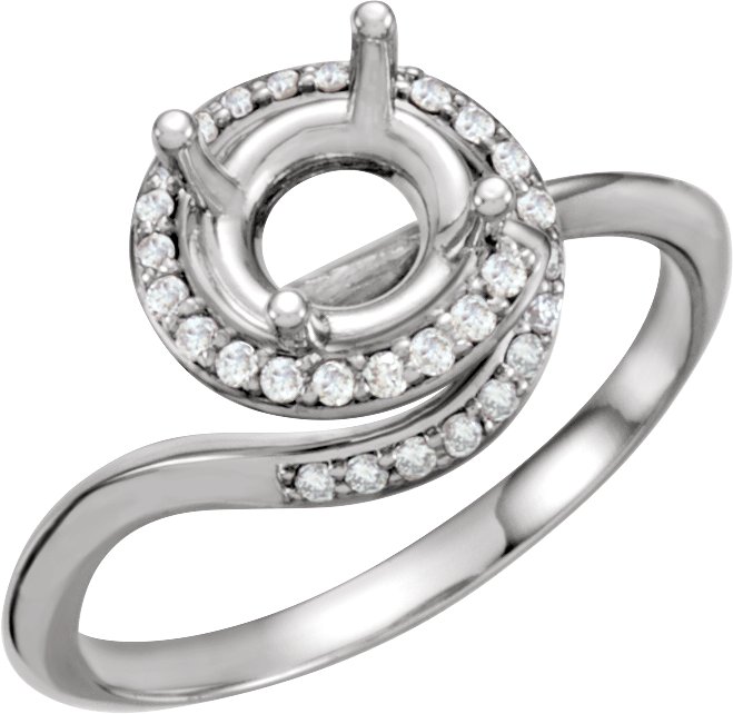 Halo-Style Engagement Ring - 14K White - Round stone