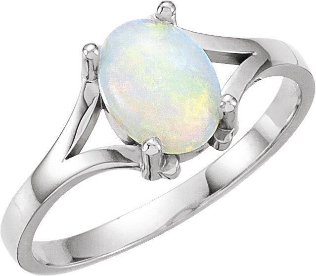 14K White Opal Ring