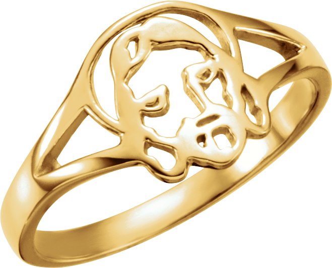 Face of Jesus Chastity Ring for Ladies 10K Yellow Gold 11mm Ref 343750