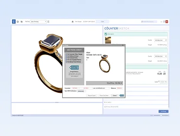 A jewelry design and pricing screen in CounterSketch