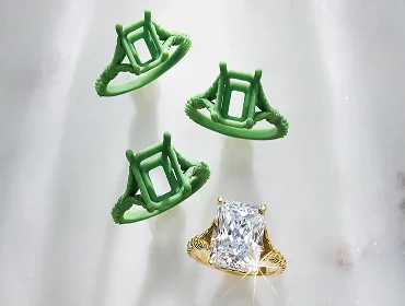 Jewelry models progressing toward a finished ring
