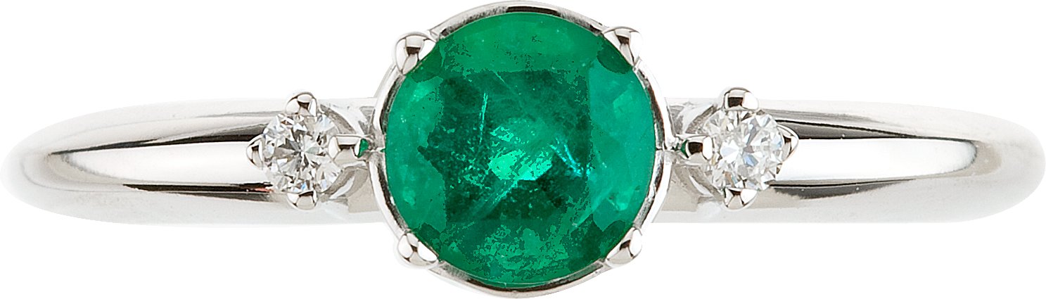 Natural Emerald & .04 CTW Natural Diamond Ring view 3