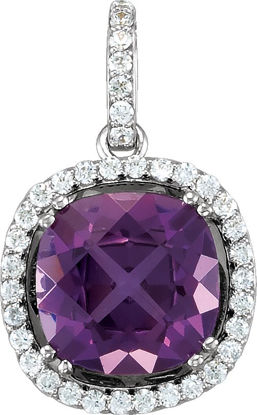 14K White Amethyst & 3/8 CTW Diamond Pendant 