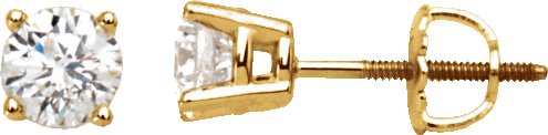 14K Yellow 1 1/2 CTW Diamond Stud Earrings
