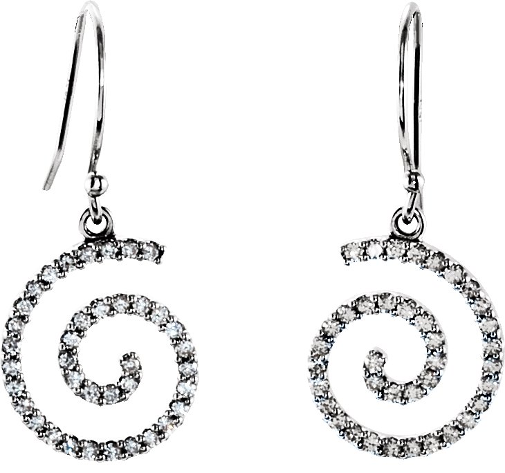 Alternative view of Accented Spiral Earrings – 14K White Gold