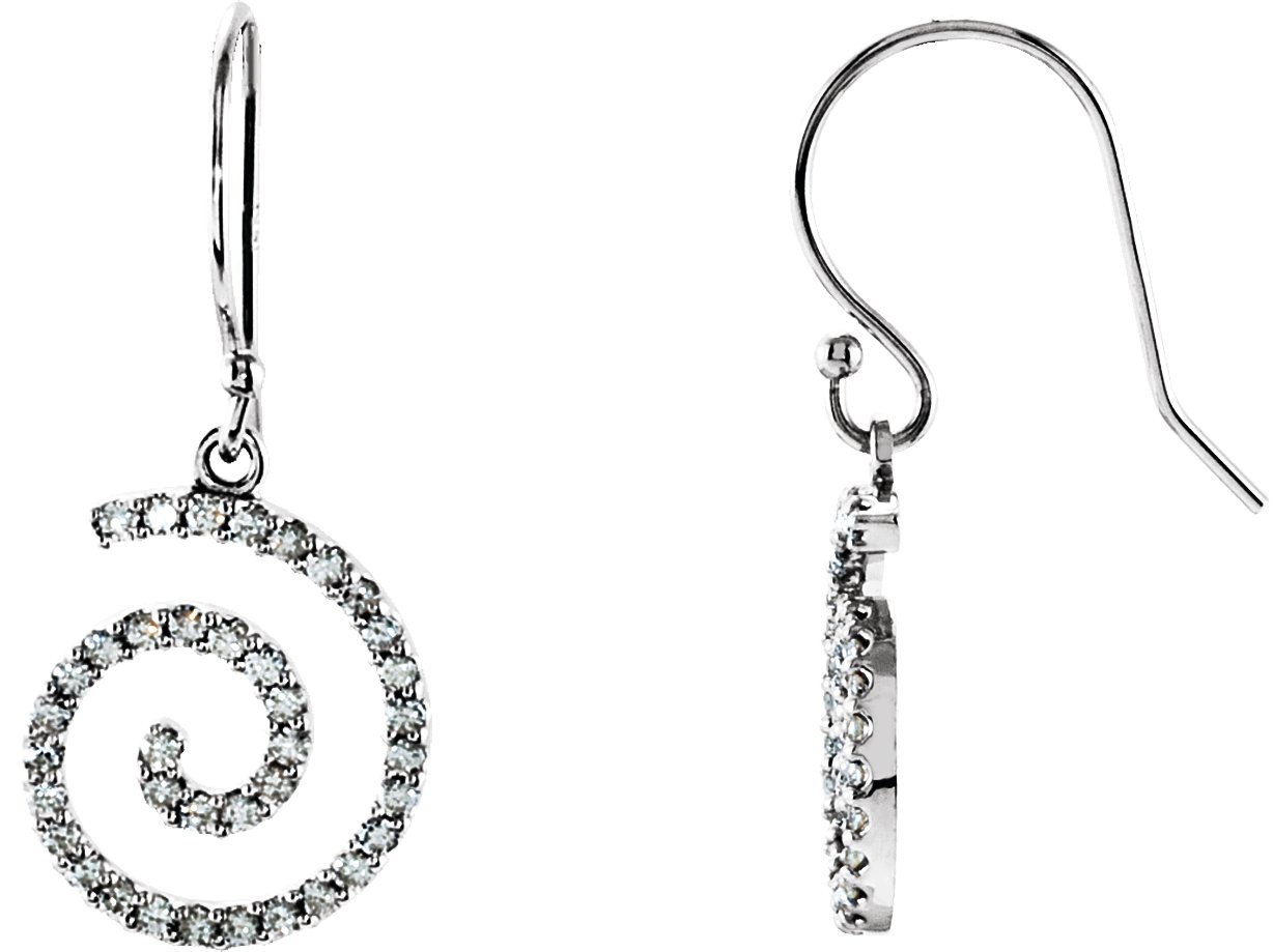 Accented Spiral Earrings – 14K White Gold
