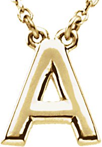 14K Yellow Block Initial A 16" Necklace