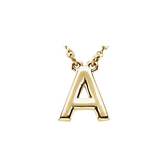 14K Yellow Block Initial A 16 Necklace