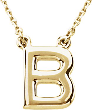 14K Yellow Block Initial B 16" Necklace