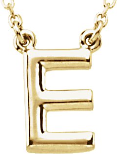 14K Yellow Block Initial E 16" Necklace