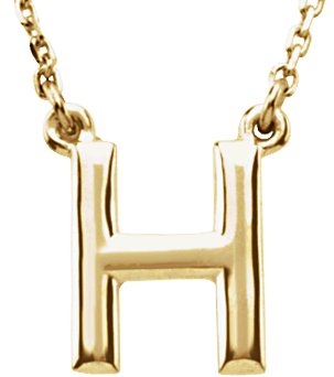 14K Yellow Block Initial H 16" Necklace