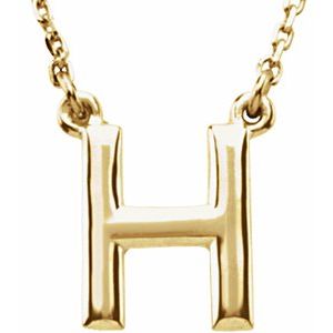 14K Yellow Block Initial H 16" Necklace