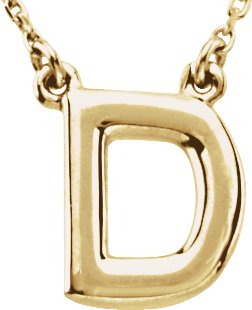14K Yellow Block Initial D 16" Necklace