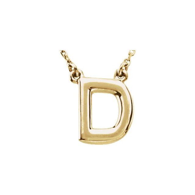 14K Yellow Block Initial D 16 Necklace