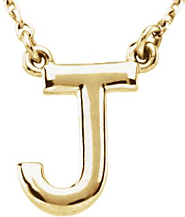 14K Yellow Block Initial J 16" Necklace