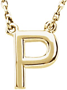 14K Yellow Block Initial P 16" Necklace