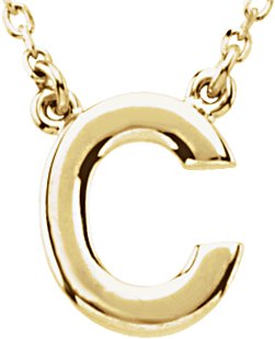 14K Yellow Block Initial C 16" Necklace