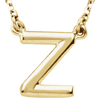 14K Yellow Block Initial Z 16 inch Necklace Ref. 2761902