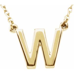 14K Yellow Block Initial W 16" Necklace