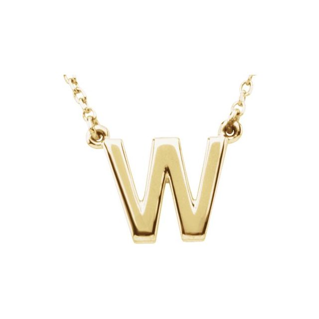 14K Yellow Block Initial W 16 Necklace