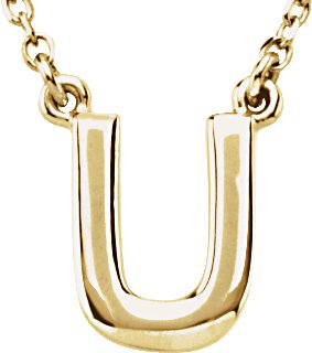 14K Yellow Block Initial U 16 inch Necklace Ref. 2761828