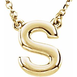 14K Yellow Block Initial S 16" Necklace