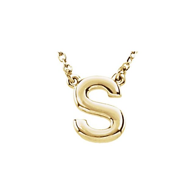 14K Yellow Block Initial S 16 Necklace