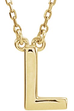 14K Yellow Block Initial L 16" Necklace