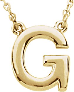 14K Yellow Block Initial G 16" Necklace