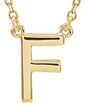 14K Yellow Block Initial F 16" Necklace